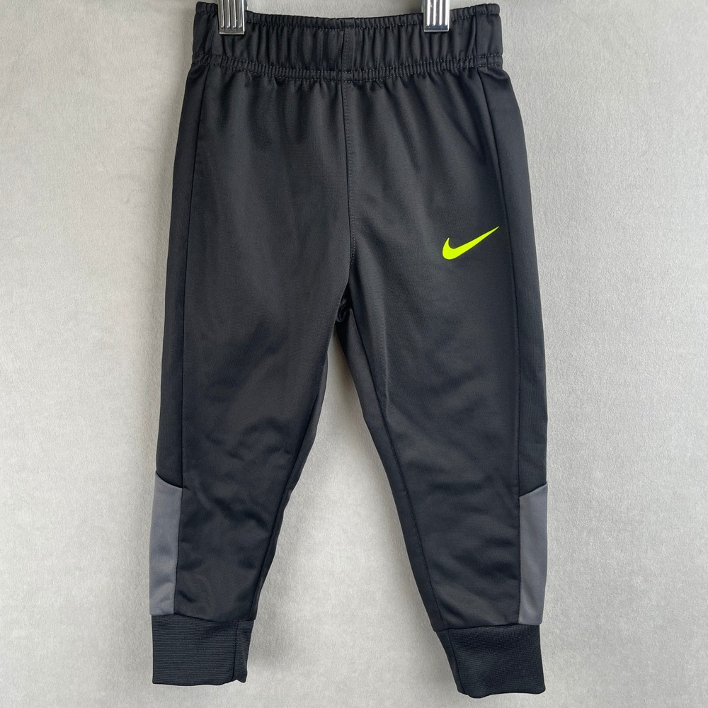 Nike Toddler Boys Black Grey Jogger Track Pants 2T Lime Green Swoosh Athleisure